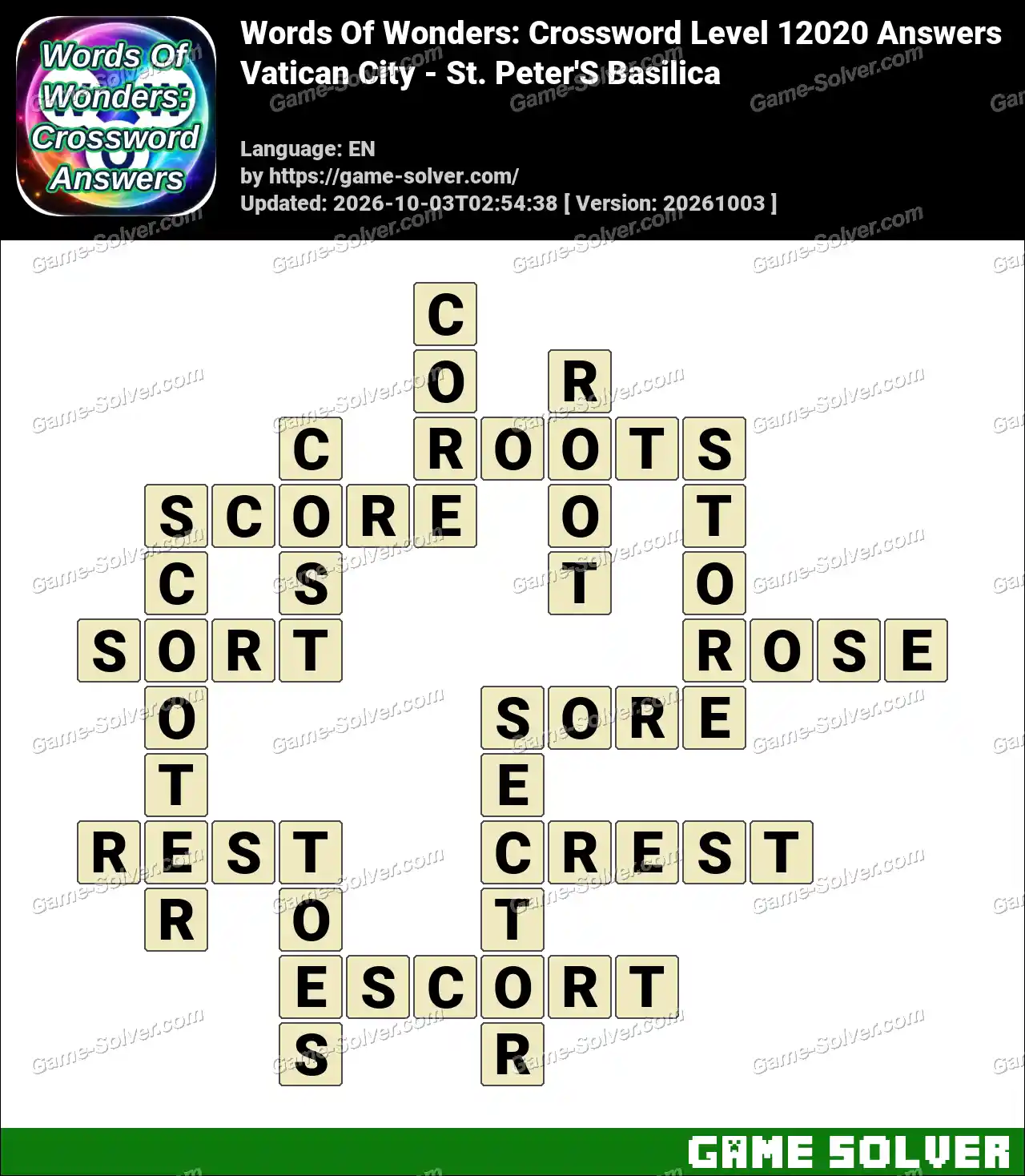 Words Of Wonders: Crossword Level 12020 Answers – Vatican City – St. Peter’S Basilica